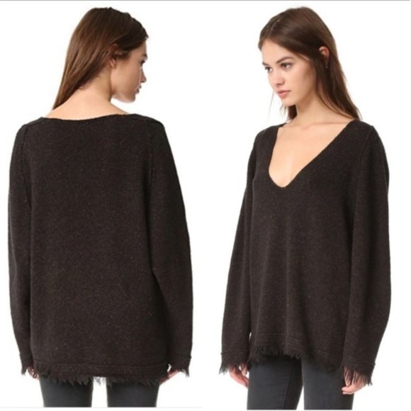 Free People Irresistible Raw Hem V-Neck Sweater - Picture 1 of 4